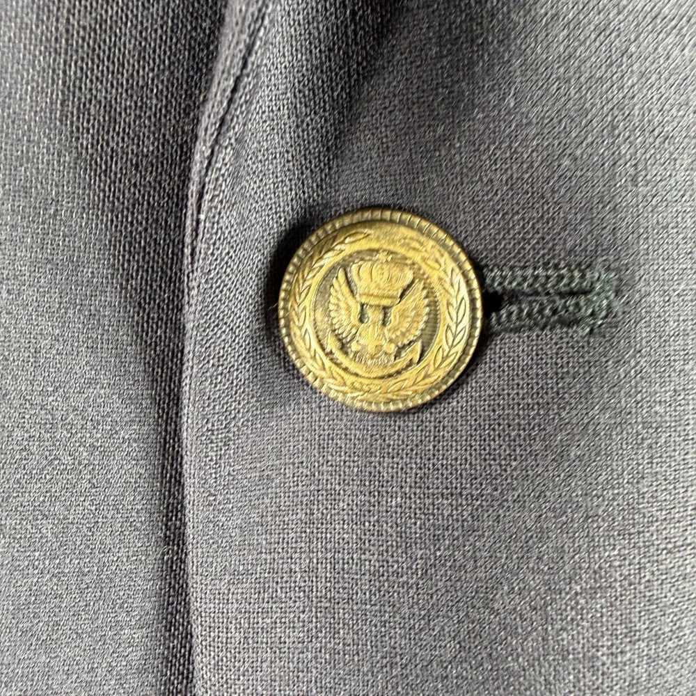 Jos A Bank Blazer Traveler Mens 46R Navy Wool Blend Crest Button Sport Coat